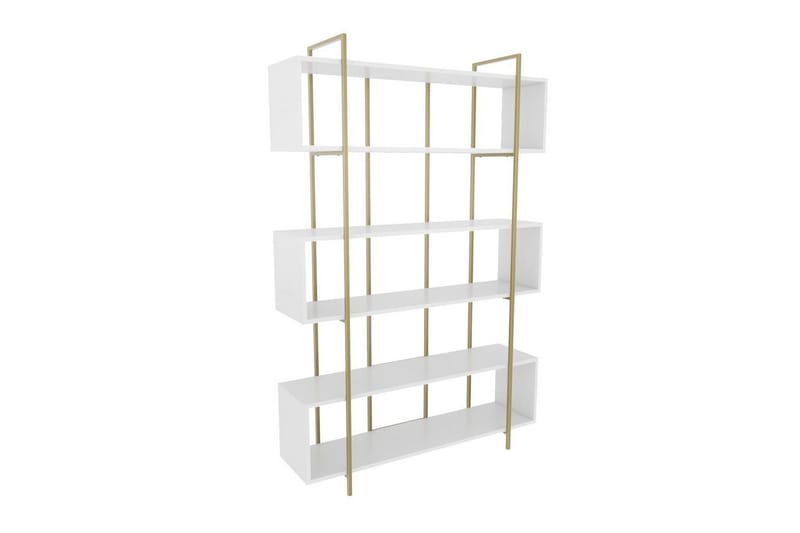 Bokhylle Bruti Hvit / Gull, Hvit / Gull
