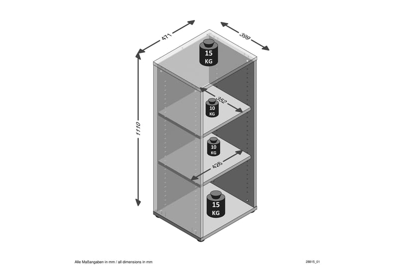Calvia Hylle 47 cm - Hvit - Oppbevaring - Hyller - Bokhylle
