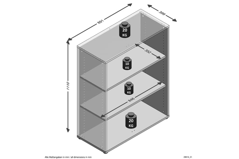 Calvia Hylle 89 cm - Hvit - Oppbevaring - Hyller - Bokhylle