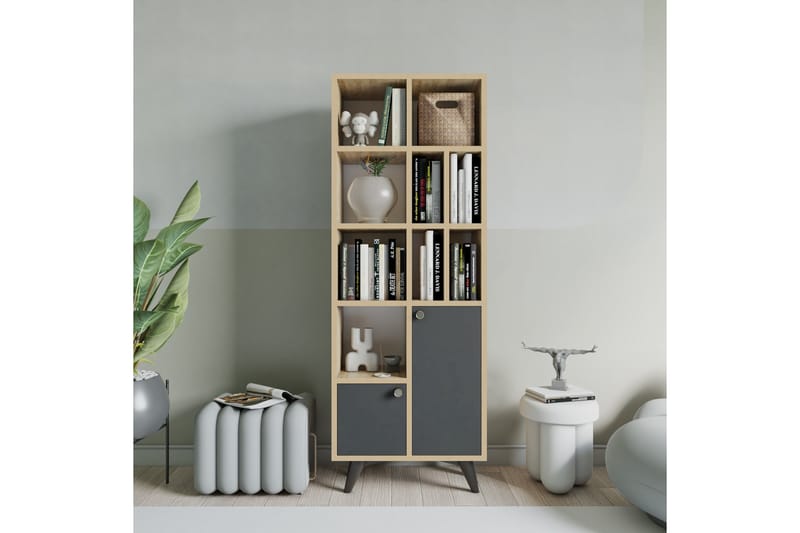 Casabetania Bokhylle 30x60 cm - Antrasitt/Natur - Oppbevaring - Hyller - Bokhylle