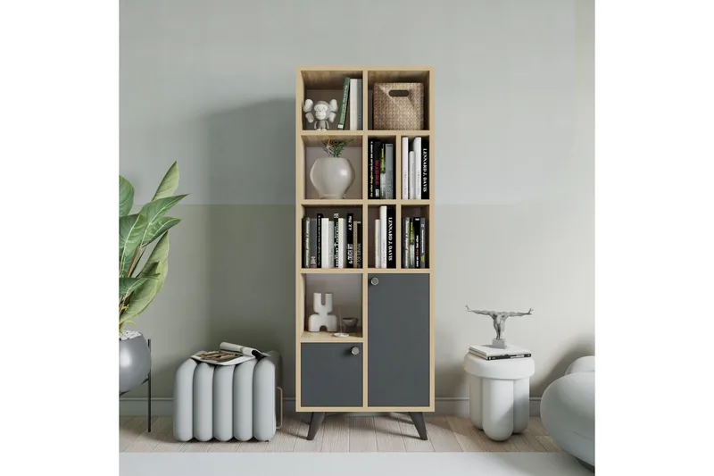 Casabetania Bokhylle 30x60 cm, Antrasitt/Natur