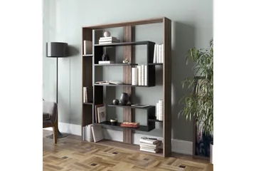 Caulside Bokhylle 120 cm - Valnøtt|Svart - Oppbevaring - Hyller - Bokhylle
