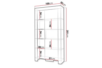 Cezar Hylla 100x42x201 cm Ek - Oppbevaring - Hyller - Bokhylle