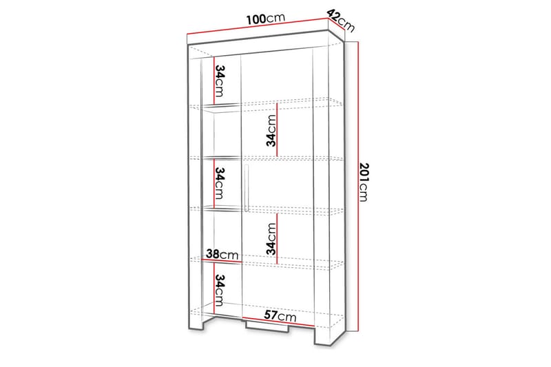 Cezar Hylle 100x42x201 cm - Beige / Grå - Oppbevaring - Hyller - Bokhylle