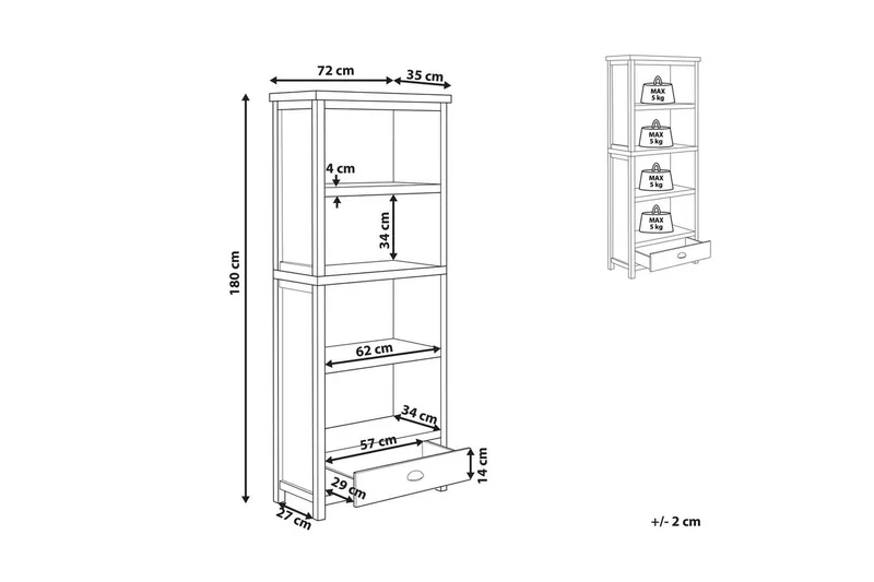 Bokhylle Clio med 4 hyller - Oppbevaring - Hyller - Bokhylle