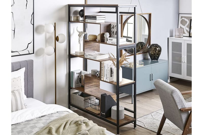 Daven Bokhylle 115 cm i Tre med Metallstativ - Brun - Oppbevaring - Hyller - Bokhylle