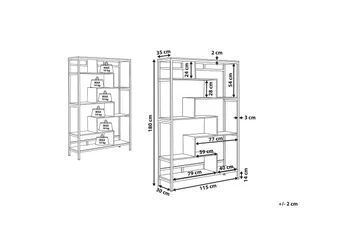 Daven Bokhylle 115 cm i Tre med Metallstativ - Brun - Oppbevaring - Hyller - Bokhylle