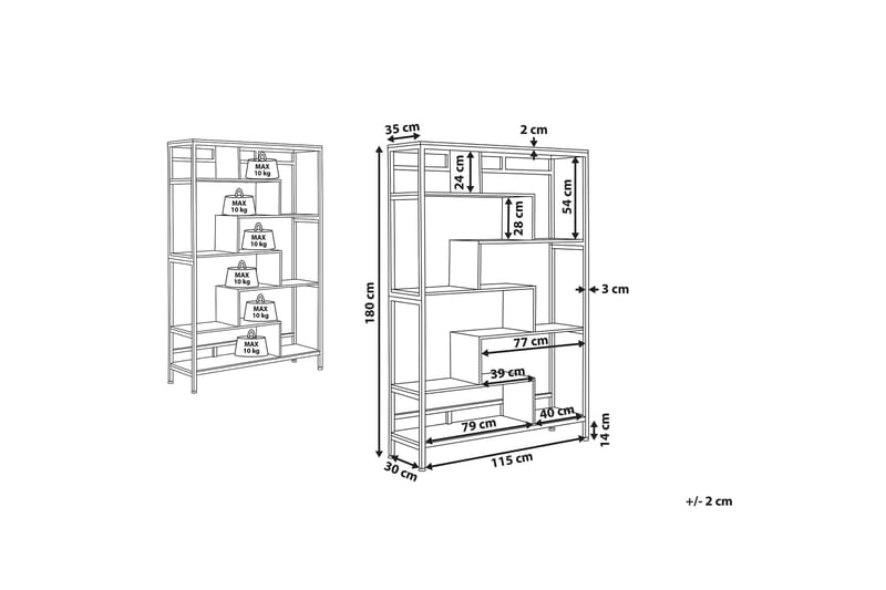 Daven Bokhylle 115 cm i Tre med Metallstativ - Brun - Oppbevaring - Hyller - Bokhylle