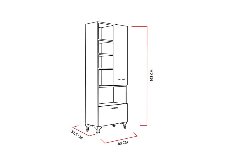 Decorotika Bokhylle 60 cm i Malt Tre - Hvit - Oppbevaring - Hyller - Bokhylle