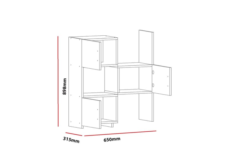 Decorotika Bokhylle 65 cm i Malt Tre - Hvit - Oppbevaring - Hyller - Bokhylle