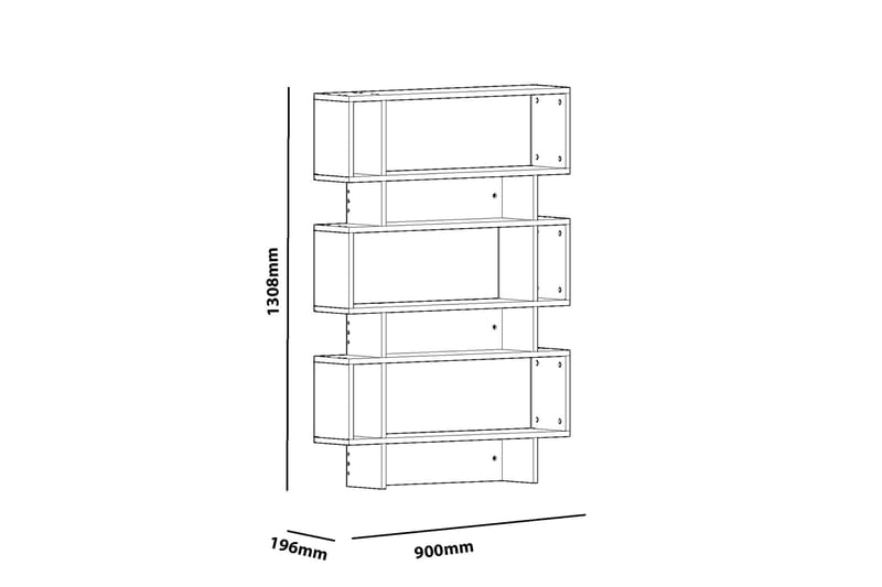 Decorotika Bokhylle 90 cm i Malt Tre - Hvit - Oppbevaring - Hyller - Bokhylle