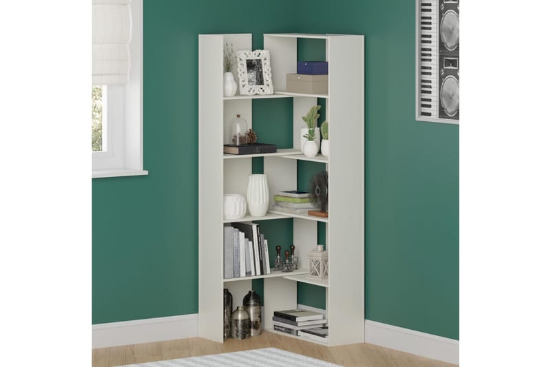Decorotika Uttrekkbar Bokhylle 140 cm i Malt Tre - Hvit - Oppbevaring - Hyller - Bokhylle