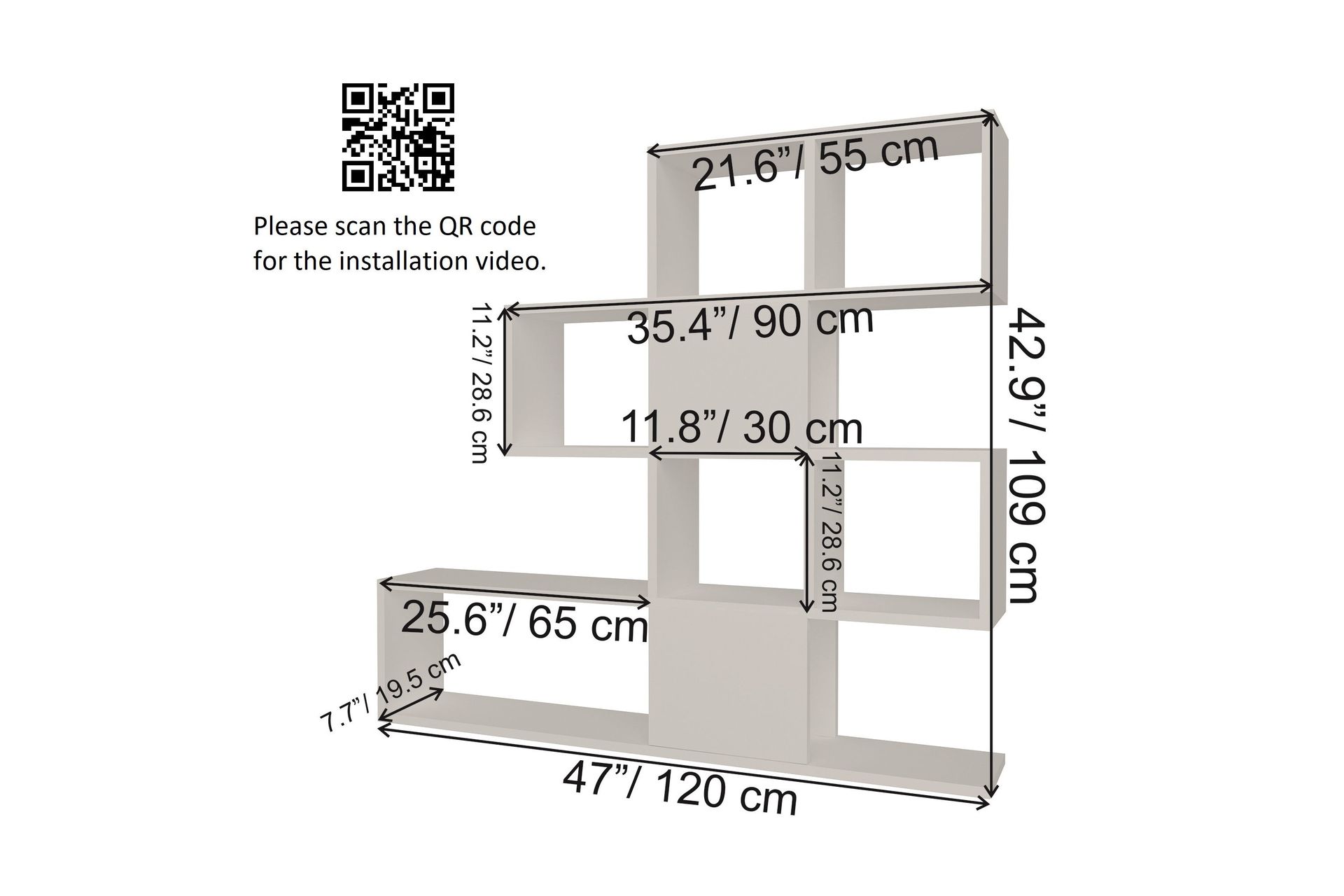 Desgrar Bokhylle 120x109 cm - Hvit - Oppbevaring - Hyller - Bokhylle