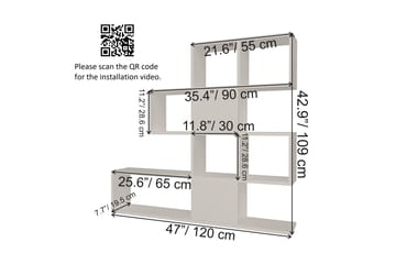 Desgrar Bokhylle 120x109 cm - Hvit - Oppbevaring - Hyller - Bokhylle