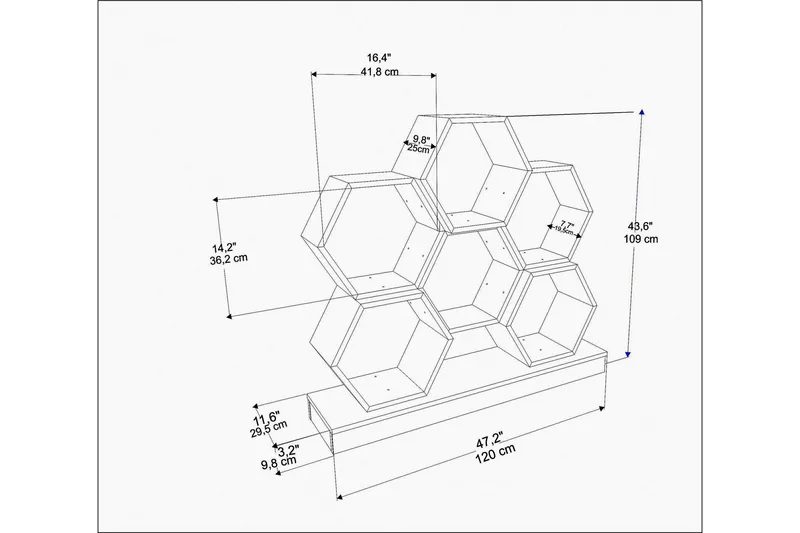 Desgrar Bokhylle 120x109 cm - Hvit - Oppbevaring - Hyller - Bokhylle