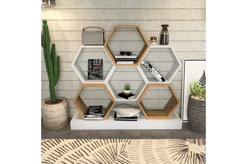 Desgrar Bokhylle 120x109 cm - Hvit - Oppbevaring - Hyller - Bokhylle