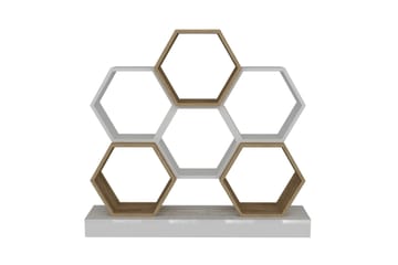 Desgrar Bokhylle 120x109 cm i Eik - Hvit - Oppbevaring - Hyller - Bokhylle