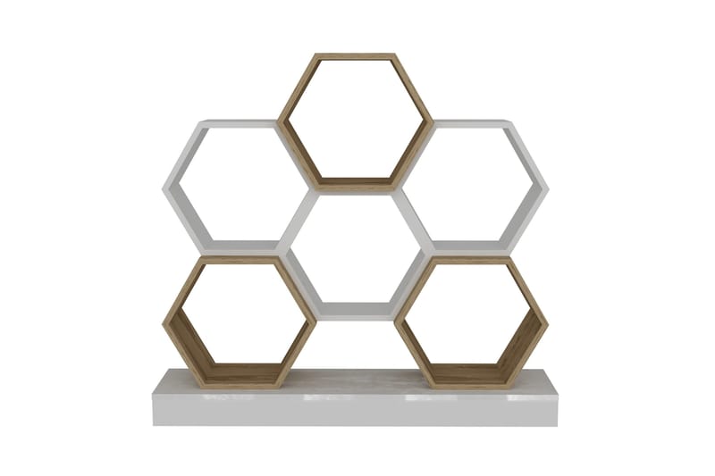 Desgrar Bokhylle 120x109 cm i Eik - Hvit - Oppbevaring - Hyller - Bokhylle