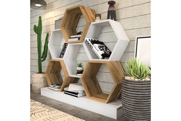Desgrar Bokhylle 120x109 cm i Eik - Hvit - Oppbevaring - Hyller - Bokhylle