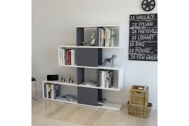 Desgrar Bokhylle 120x109 cm i Malt Tre - Hvit - Oppbevaring - Hyller - Bokhylle