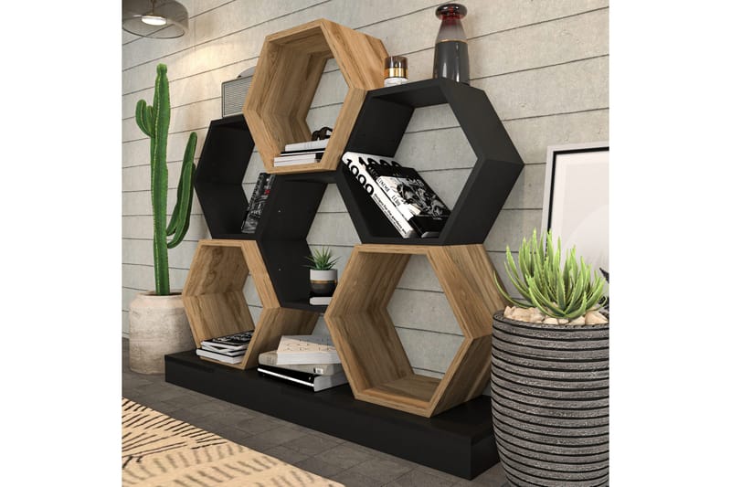 Desgrar Bokhylle 120x109 cm - Svart - Oppbevaring - Hyller - Bokhylle