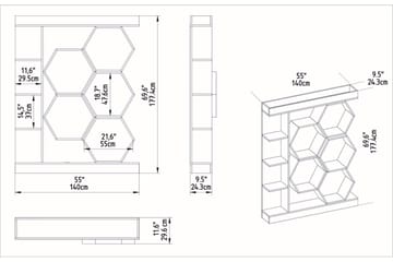 Desgrar Bokhylle 140x177,4 cm - Hvit - Oppbevaring - Hyller - Bokhylle
