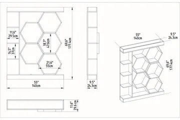 Desgrar Bokhylle 140x177,4 cm - Hvit - Oppbevaring - Hyller - Bokhylle