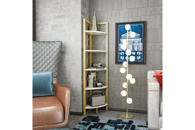 Desgrar Bokhylle 30,5x160 cm - Gull - Oppbevaring - Hyller - Bokhylle