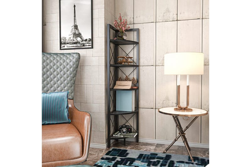 Desgrar Bokhylle 30,5x160 cm - Svart - Oppbevaring - Hyller - Hjørnehylle