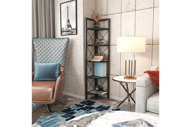 Desgrar Bokhylle 30,5x160 cm - Svart - Oppbevaring - Hyller - Hjørnehylle