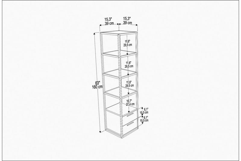 Desgrar Bokhylle 39x160 cm - Hvit - Oppbevaring - Hyller - Bokhylle