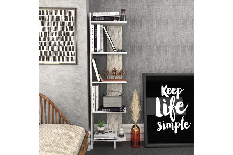 Desgrar Bokhylle 45,2x180 cm - Hvit - Oppbevaring - Hyller - Bokhylle