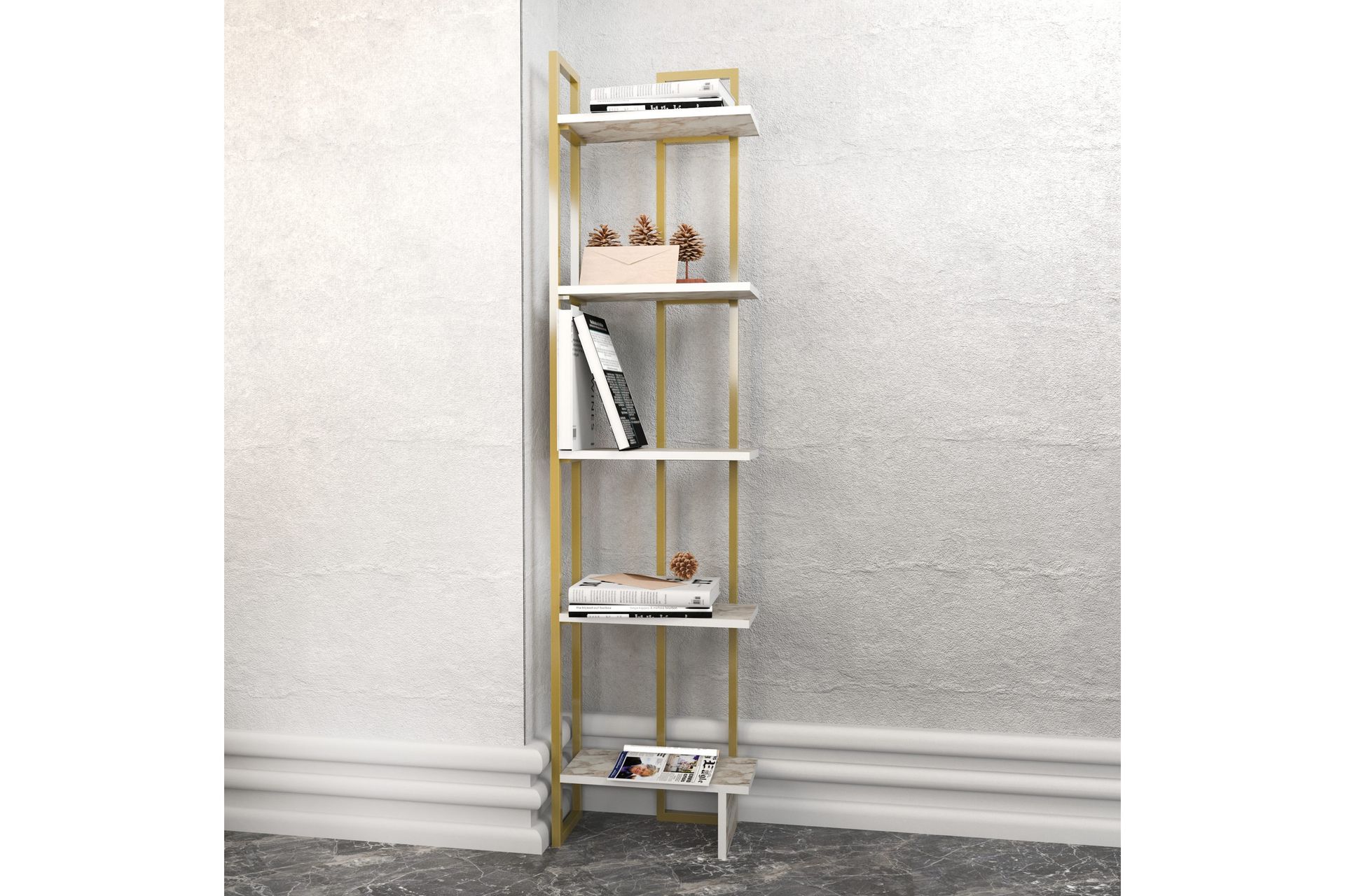Desgrar Bokhylle 45,2x180 cm - Hvit - Oppbevaring - Hyller - Bokhylle