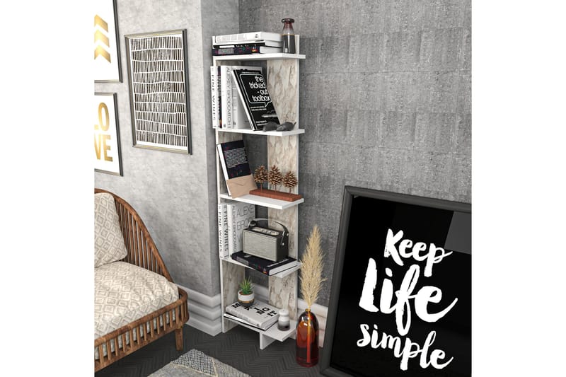 Desgrar Bokhylle 45,2x180 cm - Hvit - Oppbevaring - Hyller - Bokhylle