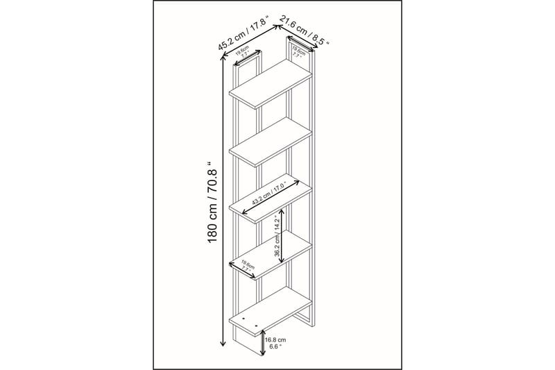 Desgrar Bokhylle 45,2x180 cm - Hvit - Oppbevaring - Hyller - Bokhylle
