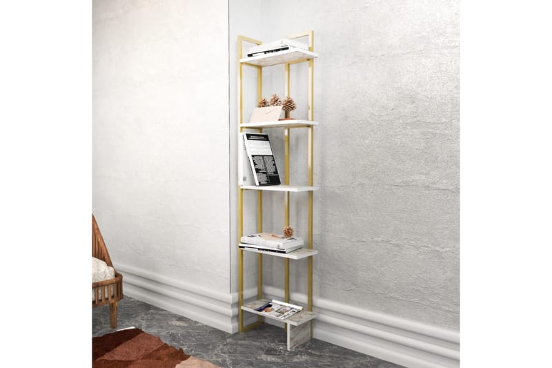 Desgrar Bokhylle 45,2x180 cm - Hvit - Oppbevaring - Hyller - Bokhylle