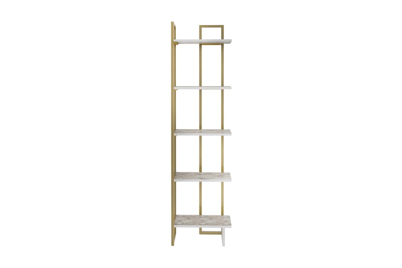 Desgrar Bokhylle 45.2x180 cm i Tre med Metallramme - Hvit - Oppbevaring - Hyller - Bokhylle