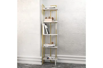 Desgrar Bokhylle 45.2x180 cm i Tre med Metallramme - Hvit - Oppbevaring - Hyller - Bokhylle