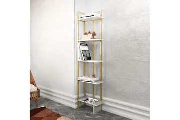 Desgrar Bokhylle 45.2x180 cm i Tre med Metallramme - Hvit - Oppbevaring - Hyller - Bokhylle