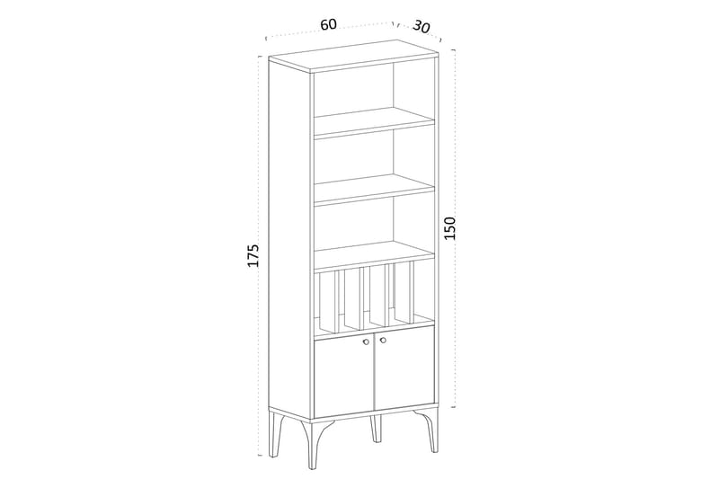 Desgrar Bokhylle 60x175 cm - Blå - Oppbevaring - Hyller - Bokhylle