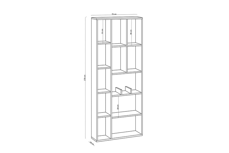 Desgrar Bokhylle 75x170 cm - Hvit - Oppbevaring - Hyller - Bokhylle