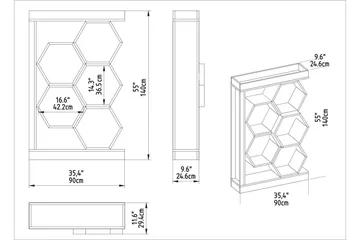 Desgrar Bokhylle 90 cm i Malt Tre - Hvit - Oppbevaring - Hyller - Bokhylle