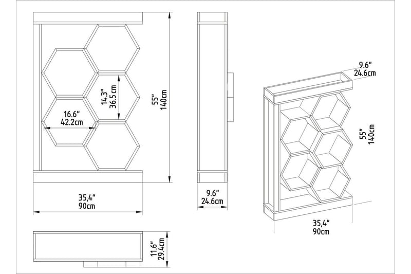 Desgrar Bokhylle 90x140 cm - Hvit - Oppbevaring - Hyller - Bokhylle