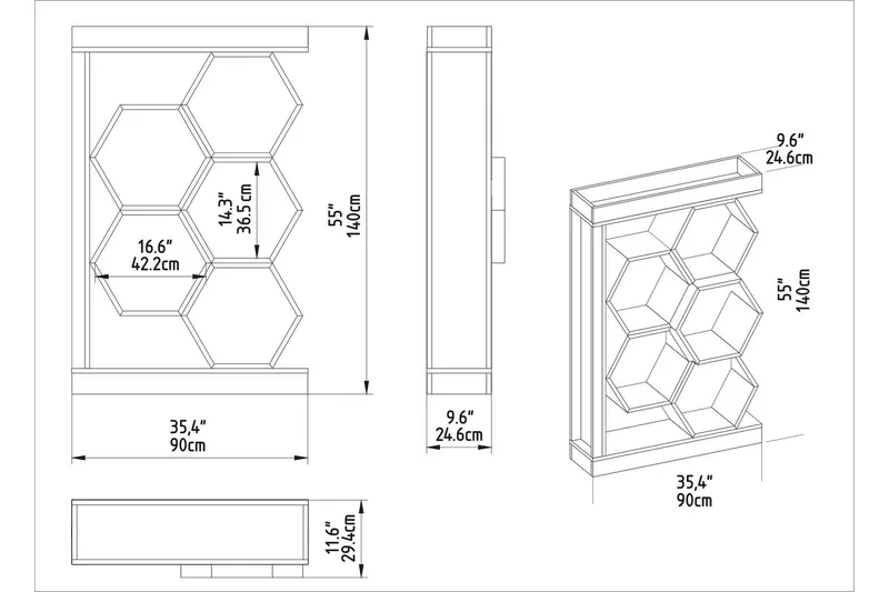 Desgrar Bokhylle 90x140 cm - Hvit - Oppbevaring - Hyller - Bokhylle