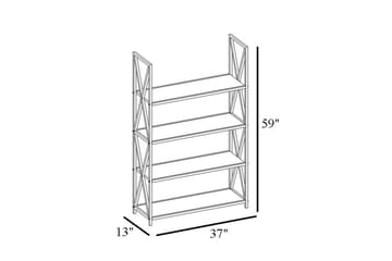 Desgrar Bokhylle 94x150 cm i Metall med Trehylle - Svart - Oppbevaring - Hyller - Bokhylle