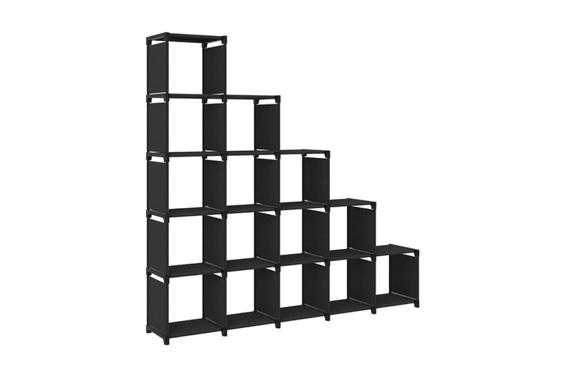 Displayhylle med 15 kuber svart 103x30x175,5 cm stoff - Svart - Oppbevaring - Hyller - Bokhylle