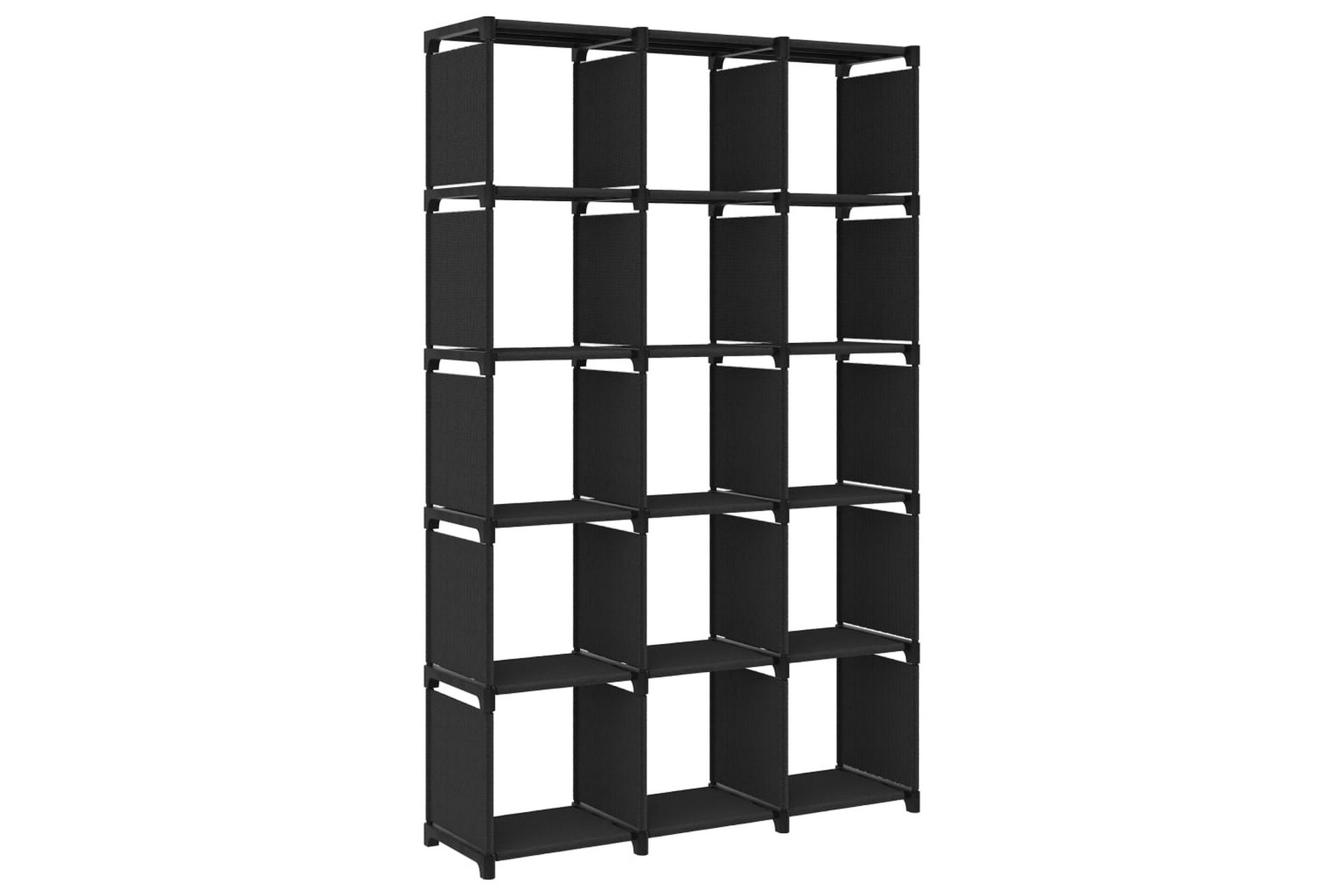 Displayhylle med 15 kuber svart 103x30x175,5 cm stoff - Svart - Oppbevaring - Hyller - Bokhylle