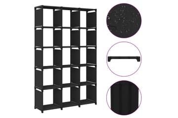 Displayhylle med 15 kuber svart 103x30x175,5 cm stoff - Svart - Oppbevaring - Hyller - Bokhylle