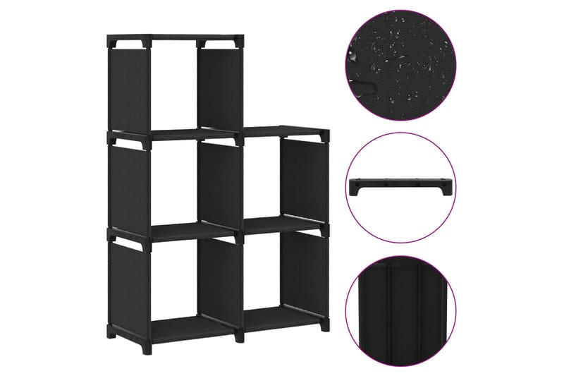 Displayhylle med 5 kuber svart 103x30x72,5 cm stoff - Svart - Oppbevaring - Hyller - Bokhylle