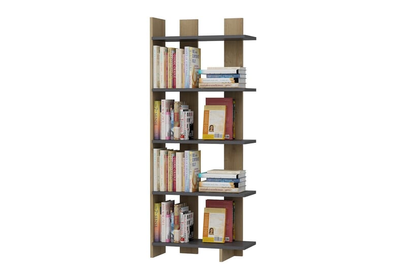 Elas Bokhylle 62x25 cm Antrasitt/Brun - Hanah Home - Oppbevaring - Hyller - Bokhylle